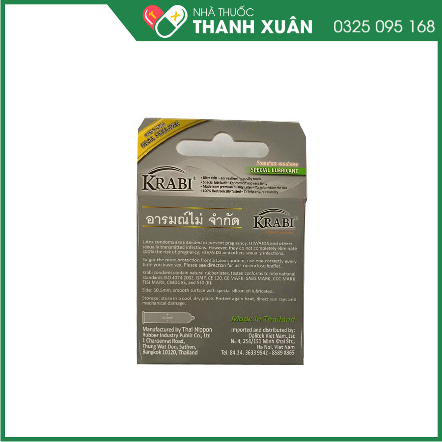 Bao cao su Krabi siêu mỏng - Ultrathin
